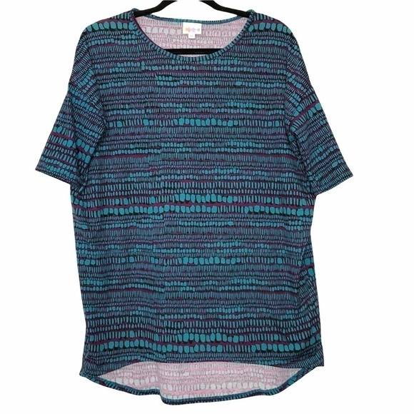 𝅺NEW - Lularoe Irma Teal & Purple High-Low Top - Size X-small (XS) - Picture 1 of 6
